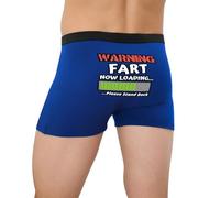 Sexy Code 1701 Novelty Boxer Briefs For Men Underwear Funny Pattern Behind the Buttocks Comfortable & Soft, Blue(fart), XL
