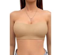 Sexy Code 1701 Women's Bandeau Bra Strapless Padded Bra with Convertible Straps，Non-Slip Silicone Bandeau Bralette Tube Top Bra(D389,Beige,S)