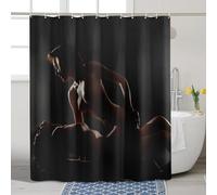 Sexy Couple Art Shower Curtain with Hooks Woman and Man Sensual Secret Get Naked Passionate Funny Modern Black White Polyester Washable Bathroom Toile Decorative stall Size Adult 72x72inch
