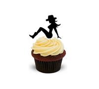 Sexy Cowgirl Silhouette - Standups 12 Edible Standup Premium Wafer Cake Toppers