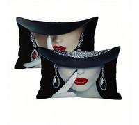 Sexy Cushion Covers 50 x 80 cm 2 pack, Woman Outdoor Cushions Waterproof Linen with Invisible Zipper, Funky & Durable Pillow Cases for Bed, Sofa, Garden, Ideal Home Decor for All Seasons K2-482