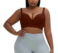 Sexy Deep V Padded Bra Large Size Glossy Lingerie Side Breast Anti Sagging Adjustment Women's Comfort Everyday (Coffee, 48/110D)