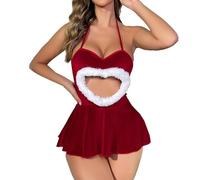 Sexy Dress Santa Cosplay Outfit Red Evening Lace Lingerie for Women Bodystockings Halloween Christmas Carnival Of the Damn Fancy Women's Costumes Womens Costume