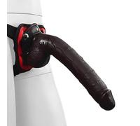 Sexy Emporium 11 Inch Big Realistic Strap-On Dildo Brown with Red Harness