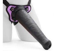 Sexy Emporium 12.5 Inch Alien Strap-On Dildo Black Monster with Harness Big Realistic Strap Ons Dildo Kit, Strapon, Strap-On for Couples, Penis StrapOn Harness (Purple Harness)