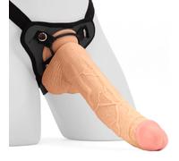 Sexy Emporium 12.5 Inch Strap-On Dildo Flesh Skin Colour with Harness Big Realistic Strap Ons Dildo Kit, Strapon, Strap-On for Couples, Penis StrapOn Harness (Black Harness)