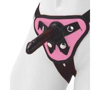 Sexy Emporium Beginners 5 Inch Pegging Strap On Dildo Sex Toy Realistic Suction Cup Dildos Black with Pink Strap On Harness