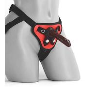 Sexy Emporium Beginners 5 Inch Pegging Strap On Dildo Sex Toy Realistic Suction Cup Dildos White Brown Black Pink Purple Red (Brown Dildo Red Harness)