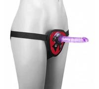 Sexy Emporium Beginners 5 Inch Pegging Strap On Dildo Sex Toy Realistic Suction Cup Dildos White Brown Black Pink Purple Red (Purple Dildo Red Harness)