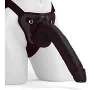 Sexy Emporium Large Realistic 10 Inch Strap On Black Dildo with Black Harness