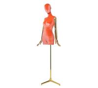 Sexy Female Mannequin Velvet Torso, The Golden Plated Arm Can Rotate, Suitable for Clothing Store Windows，shops(Orange)