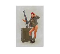 Sexy Female Soldier Ak47 Poster Poster Vintage Art, Wall Canvas, Decoration Aesthetic, Living Room, Kids Room Dormitory, Cafe, Bathroom, Suitable for Bedroom, Gym, Cool Classic 24x36inch(60x90cm) Unfr
