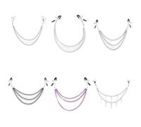 Sexy Flirt Nipple Clamp Labia Breast Nipples Clamps with Chain Clips Stimulator Sm Fetish Sex Toys for Couple Slave Breast Clips Black Style C One Size