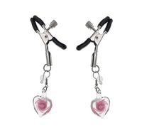 Sexy Flirt Nipple Clamps Breast Sex Toys BDSM Labia Breast Stimulation Massager Nipple Clamps with Chain Clips Fetish Slave Black One Size