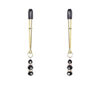 Sexy Flirt Nipple Clamps Sex Toys BDSM Labia Breast Stimulation Massager Nipple Clamps with Chain Clips Fetish Slave Black Three Beads One Size