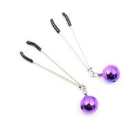 Sexy Flirt Nipple Clamps Sex Toys BDSM Labia Breast Stimulation Massager Nipple Clamps with Chain Clips Fetish Slave Purple Beads One Size