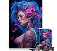 Sexy Floral Neon Girl Jigsaw Puzzle for Adults 1000 Pieces Smart Game Tension Relief Pattern Assembly Heartfelt Gift 50x75cm