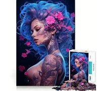 Sexy Floral Neon Girl Jigsaw Puzzle for Adults 1000 Pieces Smart Game Tension Relief Pattern Assembly Heartfelt Gift 50x75cm