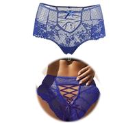 Sexy French Knickers for Women Lace Panties Plus Size Thong Underwear Ladies High Waisted Brazilian Knickers Femboy Panties Briefs Blue UK 22