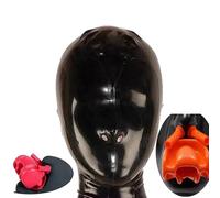 Sexy Full Face Mask Latex for BDSM with Zipper, Latex Silicone Gag & Nasal Tube Mask for Party, Cosplay, Holiday(XL)