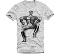 Sexy Gay Police Man Tom of Finland Male Friend Leather Boots Mens T-Shirt S Grey