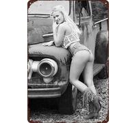 Sexy Girl Cowgirl Vintage Metal Tin Sign Girl Sexy Poster Retro Wall Art Decor For Bar Pub Garage Bathroom Living Room Man Cave Decor Funny Sign Giftch 12x16 Inch