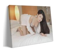 Sexy Girl Kneeling on The Bed Living Room Wall Art 12 x 18 Inch (30 x 45 cm)