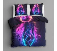 Sexy Girl Woman Duvet Cover Single Bedding Sets, Neon Naked Women Pattern, Reversible Design Bedroom Decor Bed Quilt Cover with 1 Pillowcase, Microfiber, Zip - SMK1111O