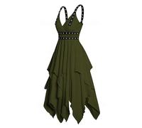 Sexy Halloween Costumes Women, Witches Dresses for Women White Corset Dress Vampire Costume Party Gothic Punk Cosplay Retro Elegant Long Sleeve Short Midi Maxi Princess (Army Green,S)