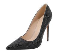 Sexy High Heels for Women, Patent Pumps Black Women's Stiletto Elegant Latin Dance Shoes Barefoot Summer Shoes with Heel Casual Work Shoes Business Evening Shoes PU Leather Stiletto Shoes, black, 12