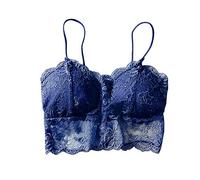 Sexy Lace Bralette with Chest Padded for Women, Lace Bandeau Bra with Straps for Women Girls Blue