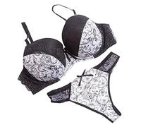 Sexy Lace Floral Padded Push up Bra Sets Clearance Lingerie Matching Knickers Panties Thong Underwear Sets for Women UK Sheer Mesh Lingerie Sets 2 Piece Sexy Floral Mesh Bra and Panty Sets White