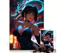 Sexy Lady With Dragon 1000 Teenager Pieces Jigsaw Puzzle Brain Challenge Toy Home Activity Clear Cut Heartfelt Gift 50x75cm