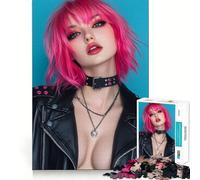 Sexy Lady With Pink Haired 1000 Pieces Jigsaws Adults Puzzles Logic Boost Toy Bonding Time Premium Edge Premium Gift 38x52cm