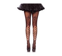 Sexy leg avenue tights with transparent and black mesh - Taille: Unique size, Couleur: Black