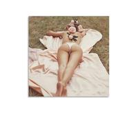 Sexy Legs Lying Half-naked on Grass with Pink Flowers on Her Bare Back Poster Canvas Wall Art Poster Decorative Modern Home Print Picture Artworks Posters 12x12inch(30x30cm)