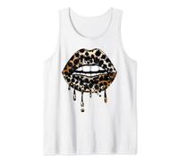 Sexy Leopard Print Cute Lips Kiss Cool Tiger Mouth Leopard Tank Top