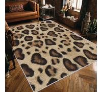 Sexy Leopard Rugs Living Room, Extra Large Rug With Heart Brown Cheetah Patterned, Low Pile Rug Non Slip, Washable, Area Rugs for Living Room, Home Decor Floor Carpets 240 x 340 cm, FD5773