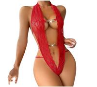 Sexy Lingerie for Women Naughty,Sex Slutty Lace Straps Halter Bodysuit Ladies UK Spring,Sexy Nighties Nightwear Holiday's Day Strappy Clubwear Underwear Teddy Babydolls Playsuits Red
