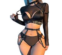 Sexy Lingerie for Women Set Sheer Mesh Pvc Lingerie Sets for Women Uk Black Naughty Lingerie Sets See Through Babydoll Lingerie Mesh Lingerie Set Sexy Womens Sexy Outfit for Bedroom Promotion