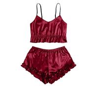 Sexy Lingerie for Women Sets Crotchless Lace Underwear Underwear Silk Lingerie Pajamas Sexy Satin Sleepwear Necessary for Life Clearance (240306A-Red, XXL)