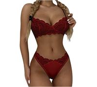 Sexy Lingerie for Women Sets Sale Clearance Bra and Knickers Sets Women Two Pieces Bra and Panties Set Lingerie Matching Knickers Underwear Sets Push Up Strappy Bra Panty Red