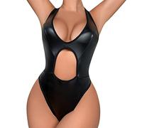 Sexy Lingerie Lace Bodysuit for Women 1 Pc Leather Cutout Off Shoulder Conjoined Pu Garter Womens Extra Small Mesh Body Suits Red Sets White Set Ladies Crotchless Green Purple Suit Tummy Control