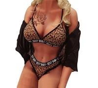 Sexy Lingerie Set for Women Push up Bra and Panty Erotic Underwear Teddy Babydoll Nightwear Half Cup See Through G-String Tube Top Leopard Print Sleepwear Bedroom Thong outfits