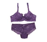 Sexy Lingerie Sets for Women Underwire Lace Push Up Underwire Lift-up Bra and Semi Sheer Panty Set Tow Piece Sexy Lace Underwear Outfit Matching Knickers Set UK Purple