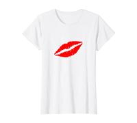 Sexy Lips Hot Red Lipstick Kiss Value Graphic T-Shirt, Women, White, L