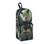 Sexy Little Devil Anime Girl Nylon 3 Compartments Pencil Bags With Zipper study&multifunctional Pencil Case With Zipper School Stationery for Nurse College 1600ml