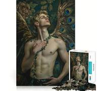 Sexy Man - Angelic Figure with Peacock Wings 1000 Pieces Jigsaw Puzzles for Teenagers Brain Skill Leisure Time Exact Edge Thoughtful Gift 38x52cm