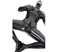 Sexy Men Black Wet Look Catsuit Prisoner Patent Leather All Inclusive Tight Jumpsuit Night Club DS Stage Role-Playing Suit,Black,M