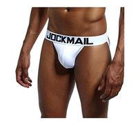 Sexy Mens Jock Straps Underwear Cotton Sexy Jocks Bikini G-Strings Men Thongs Male Briefs Gay Underwear Thongs 6 Colors (L, White)